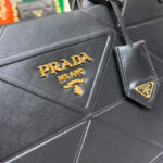 Prada Medium Leather Prada Symbole Bag With Topstitching 1BA378 Black